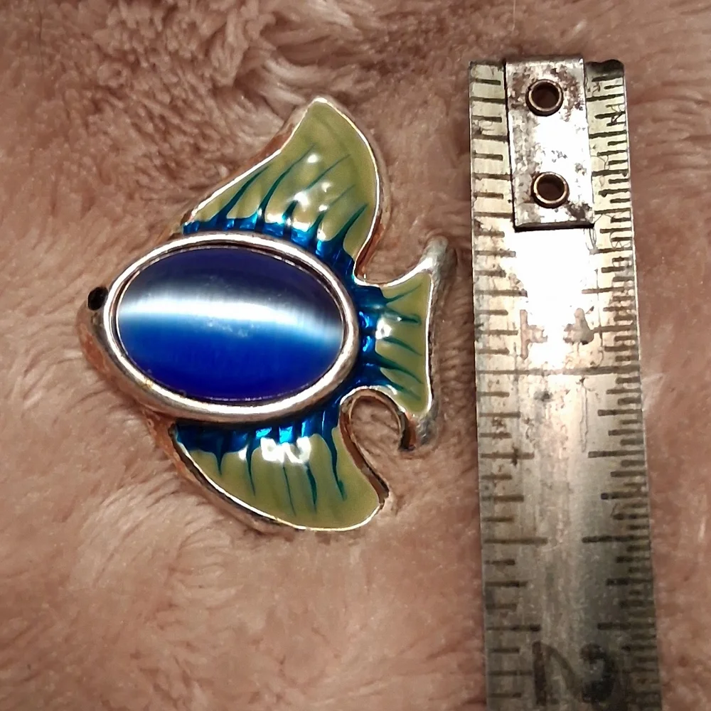 Blue and Green Fish Brooch